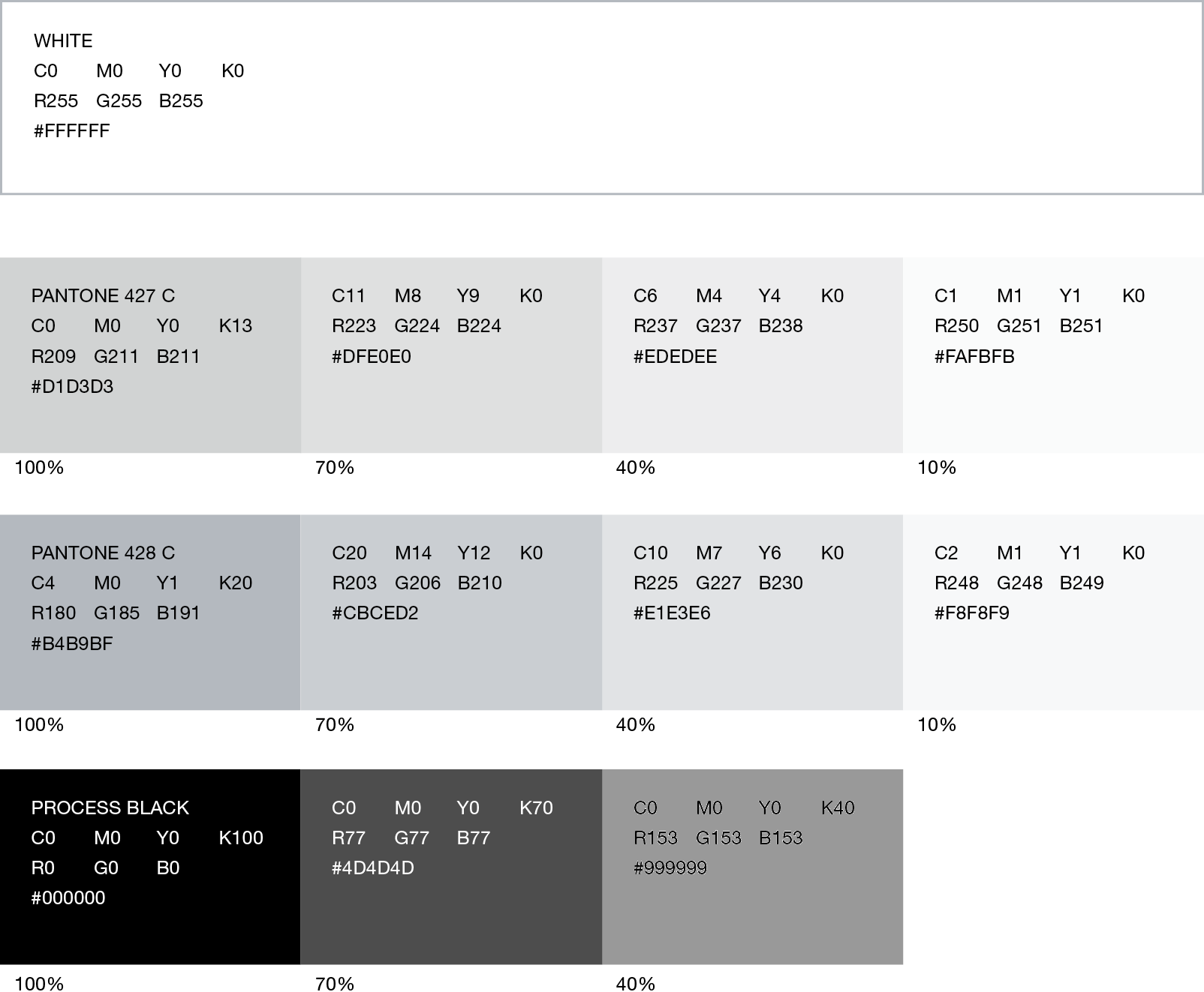 Pantone White Color Chart